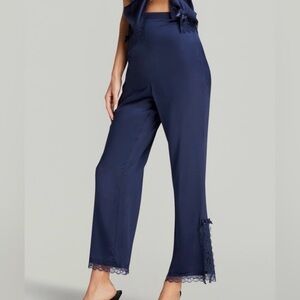 Agent Provocateur Navy Cropped Pants with Lace Detail